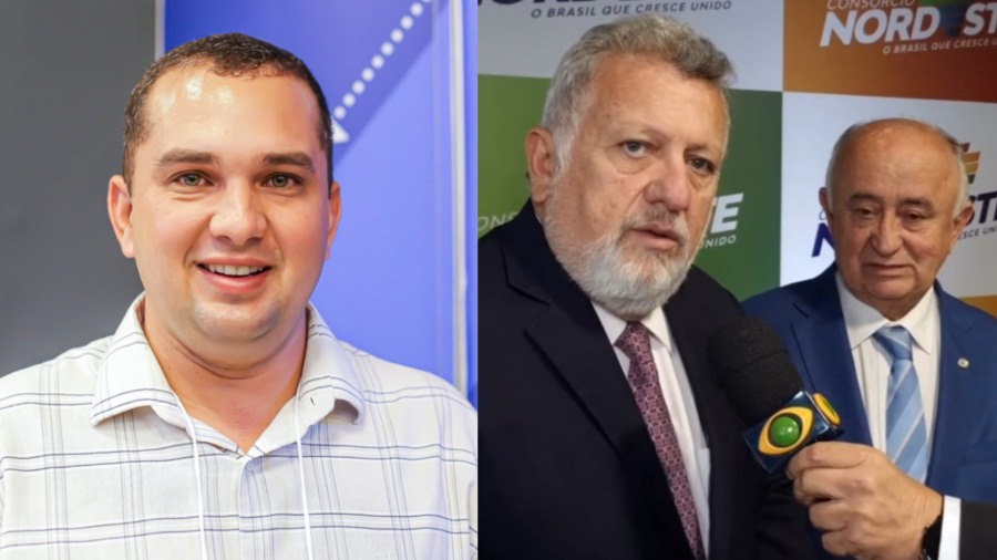 Prefeito de Simplício Mendes, Márcio Moura, presidente da Caixa Econômica, Antônio Carlos Vieira e Dep. Júlio César. | Foto: Reprodução