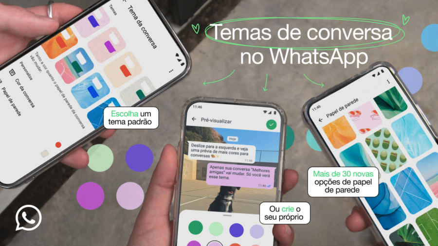 WhatsApp libera temas coloridos para personalização do aplicativo. | Imagem: Divulgação/Meta