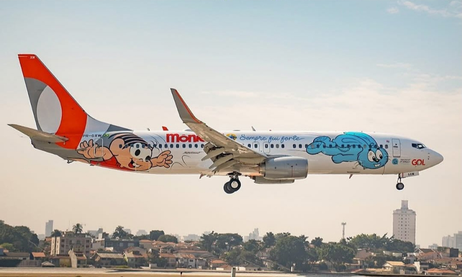 Aviões temáticos do Chico Bento e turma da Mônica chamam atenção nos Aeroportos do Brasil. | Foto: Reprodução/VOE GOL